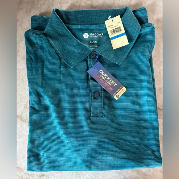 Haggar Men's Quick Dry Polo Shirt - Deep Teal - Picture 1 of 4